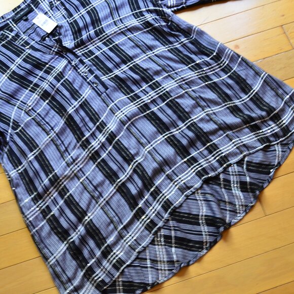 Lane Bryant Plaid Metallic Button Tunic Black 18/20 - Picture 4 of 12
